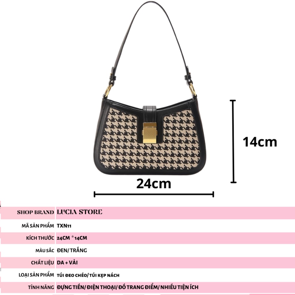 Túi kẹp nách nữ túi xách nữ đeo chéo da mềm khóa vuông vân caro hot trend LUCIA STORE TXN11