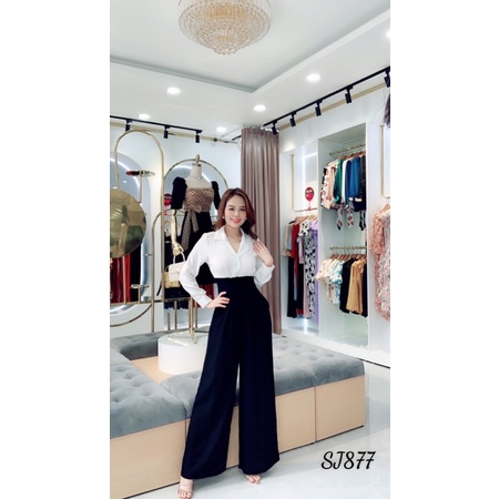 Jump nữ cổ vest phối màu cách điệu Hàn Quốc