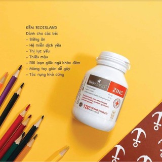 Kẽm Bioisland Zinc bổ sung kẽm cho bé 120 viên