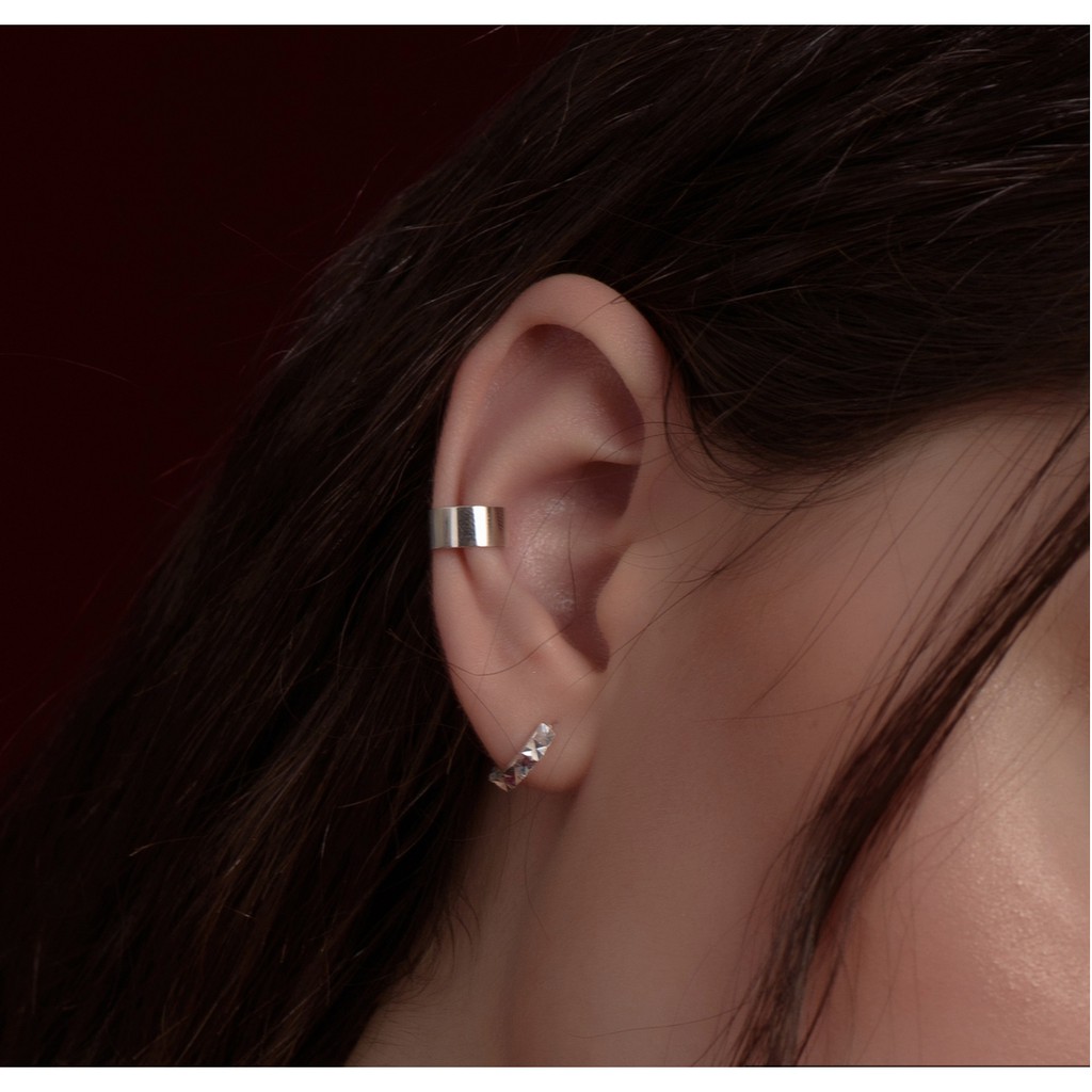 Bông Tai, Hoa Tai Nữ Bạc 925 Cao Cấp SHIMMER SILVER BLING BLING Dạng Khoen Tròn Lấp Lánh