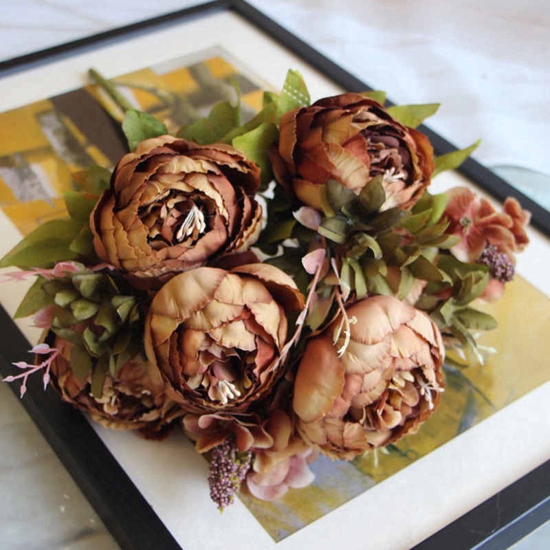 Hoa mẫu đơn giả bằng lụa có 8 màu dễ thương dùng trang trí tiệc cưới