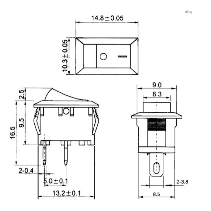 Công Tắc Bập Bênh 6A 250V KCD1-101 19x12MM