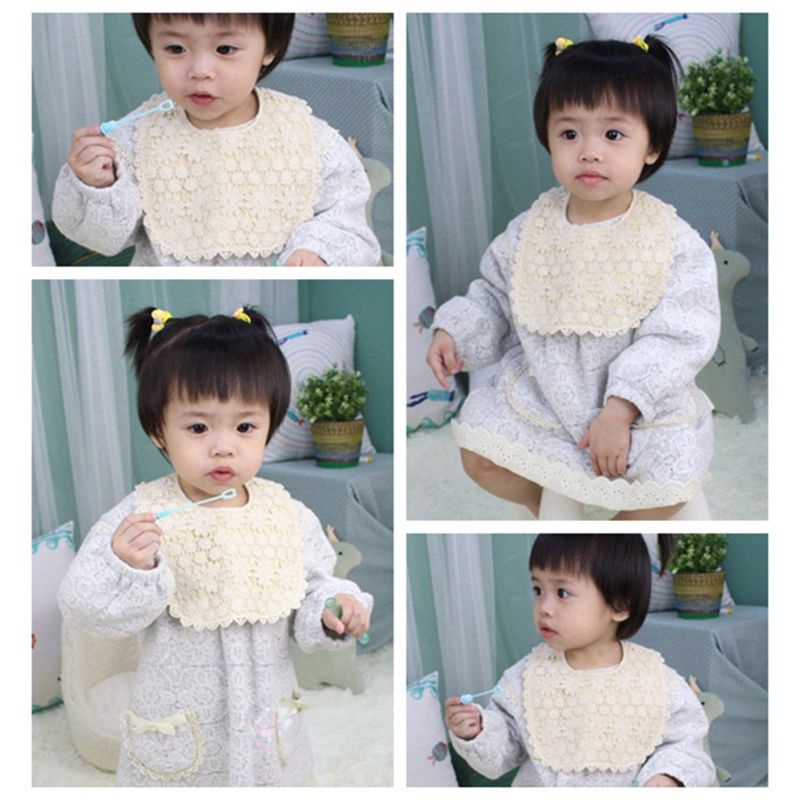 Yếm Ăn Chống Thấm Nước In Họa Tiết Hoa Xinh Xắn Kích Thước Nhỏ Gọn Tiện Dụng Cho Bé
