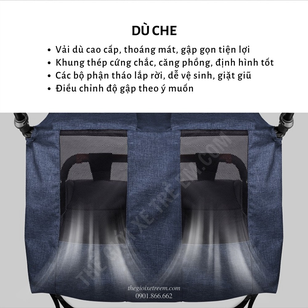 Xe đẩy đôi cho bé Seebaby T22