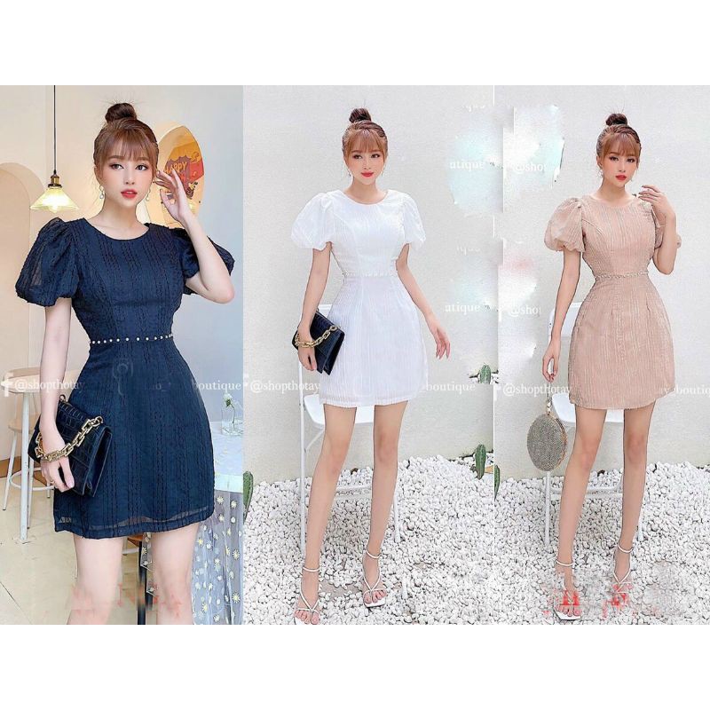 Đầm voan cườm eo