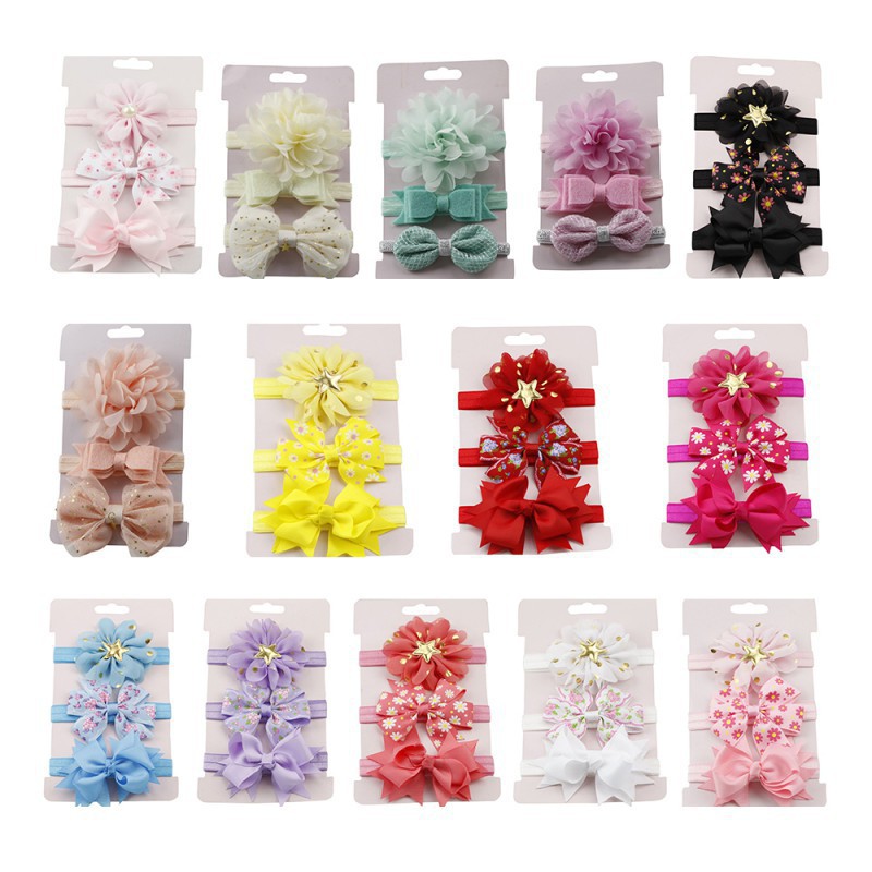 Set 3 băng đô nơ hoa xinh xắn thời trang cho bé gái