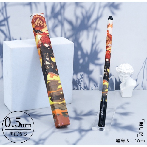 Bút bi Genshin Impact mực gel đen viết mượt kèm hộp đựng