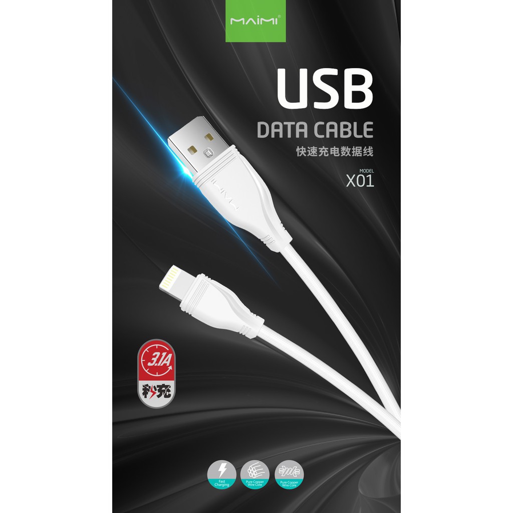 Cáp sạc nhanh 3 in 1 Maimi X01 chính hãng siêu bền hỗ trợ cổng: Lightning, Micro Usb, Type C - tương thích mọi thiết bị