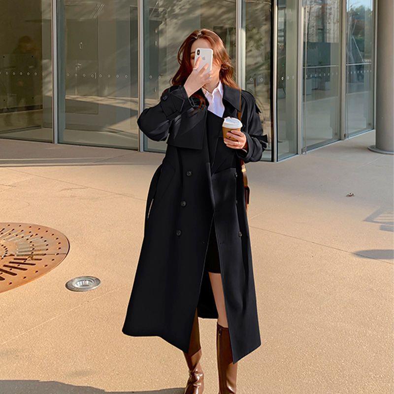 Áo Khoác Kaki Dài Qua Gối Dáng Rộng Phong Cách Hàn Quốc Thời Trang Xuân Thu Mới Cho Nữ