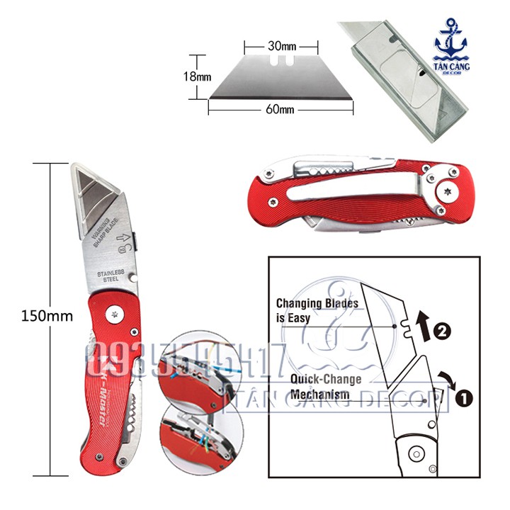 Dao rọc cáp K Master KMT 01052C kèm 10 lưỡi dao