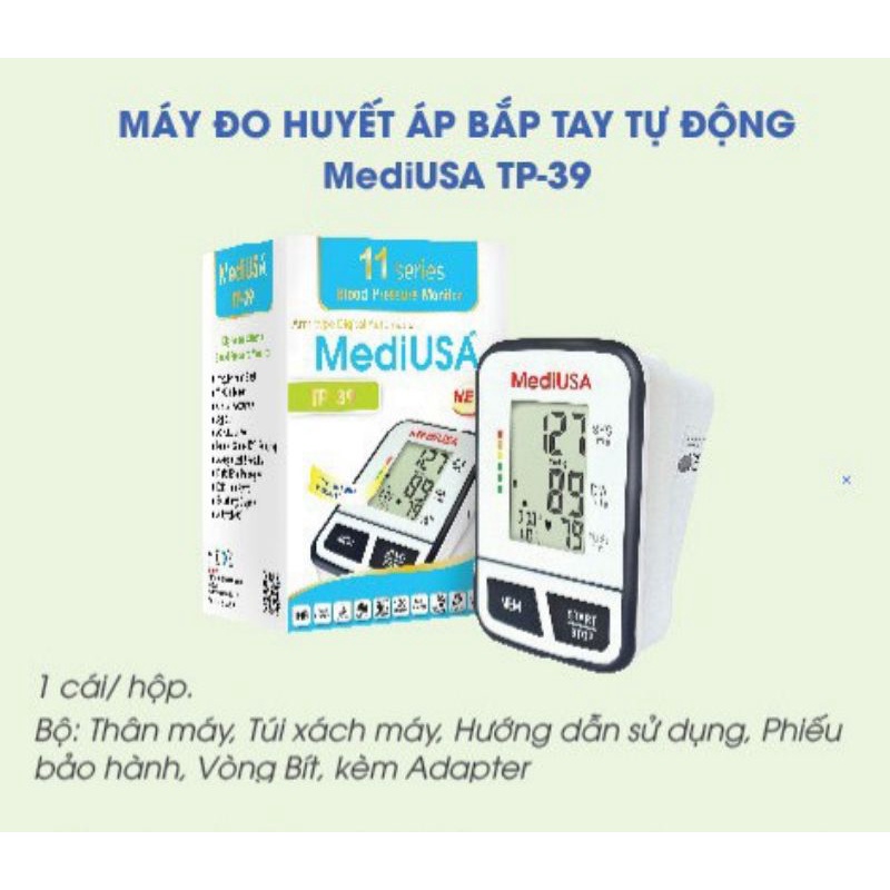 Máy đo huyết áp bắp tay Mediusa ⚡ Nhập khẩu Mỹ ⚡ Màn hình lớn, Bộ nhớ 120 lần Tp-39