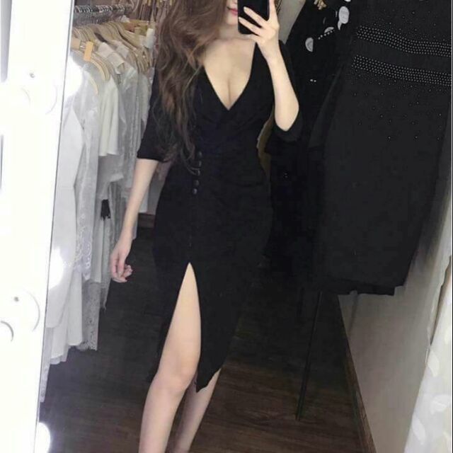 Đầm body tay lở xẻ tà sexy