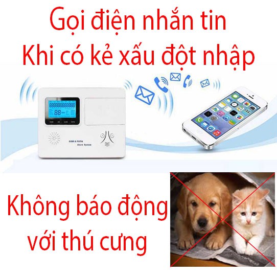 Báo động thông mình dùng sim GSM-DORCAT không báo động với thú cưng