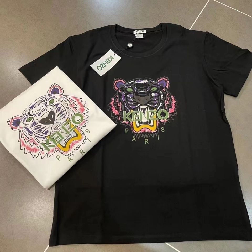 Áo Thun Thể Thao Cotton Dáng Rộng Ngắn Tay In Hình Đầu Hổ Phong Cách Mới