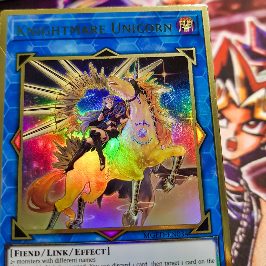 Thẻ bài Yugioh chính hãng | Knightmare Unicorn | MGED Premium Gold Rare