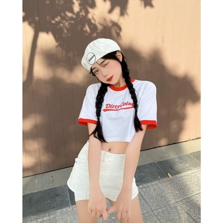 Áo thun DirtyCoins Basic Croptop Raglan White/Red