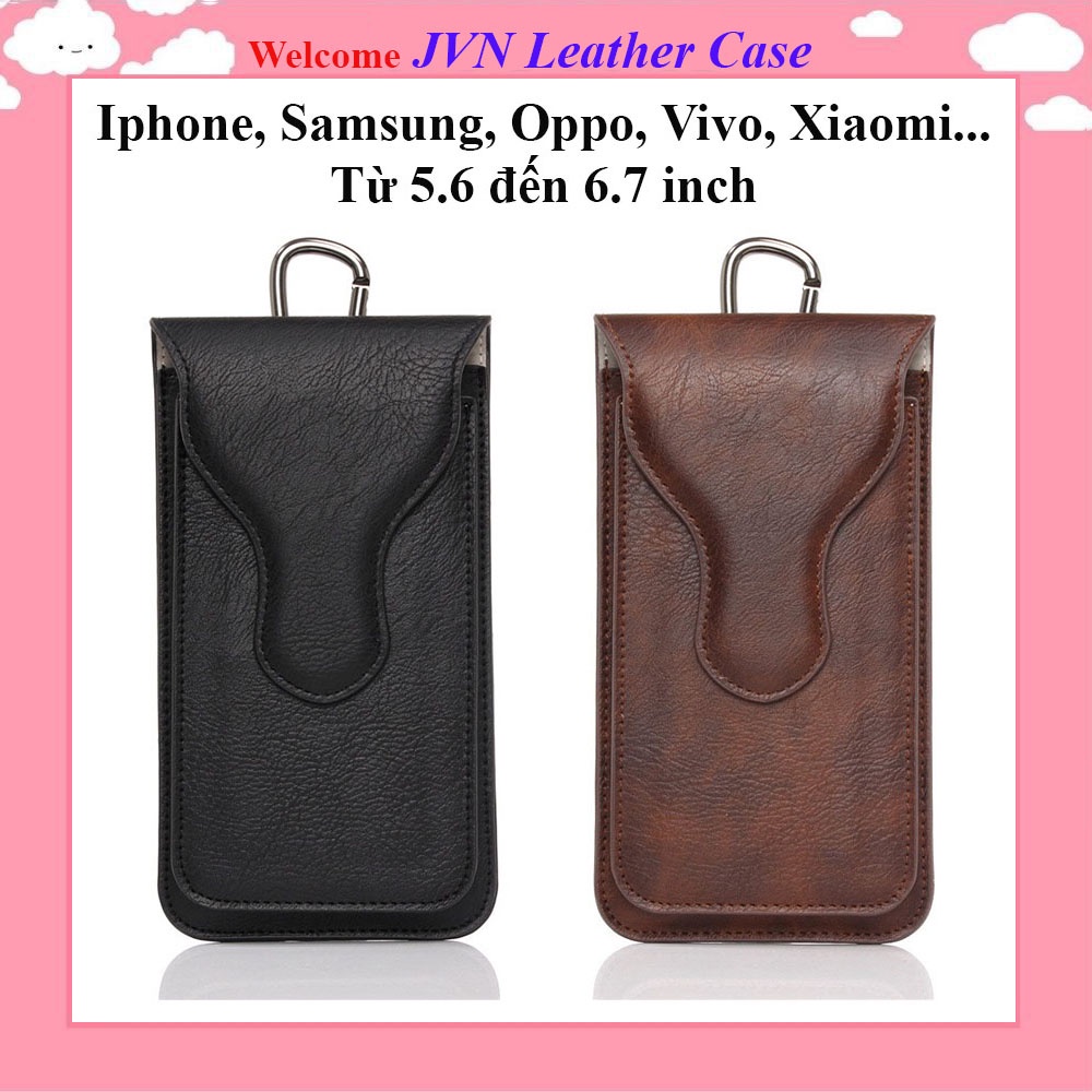 Bao da đeo thắt lưng, đeo hông điện thoại 2 ngăn cho Iphone, Samsung, Oppo, Xiaomi, huawei, vivo từ 5.5 đến 6.7 inch