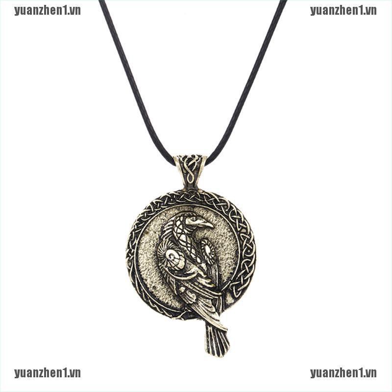 [YUANZHEN1] Vòng cổ Mặt Hình Chim Quạ Đen Viking Raven Phong Cách Bắc Âu Cho Nam Và Nữ