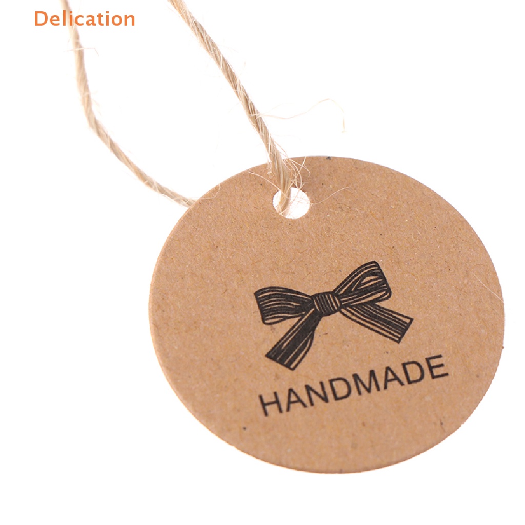 Set 100 Thẻ Giấy Kraft In Họa Tiết Nơ Trang Trí Gói Quà Sinh Nhật / Tiệc Cưới