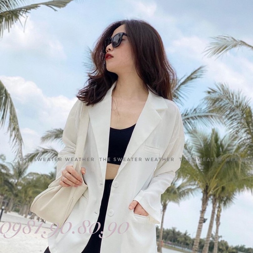 Áo khoác blazer dáng suông 2 khuy kèm túi nắp cực xinh