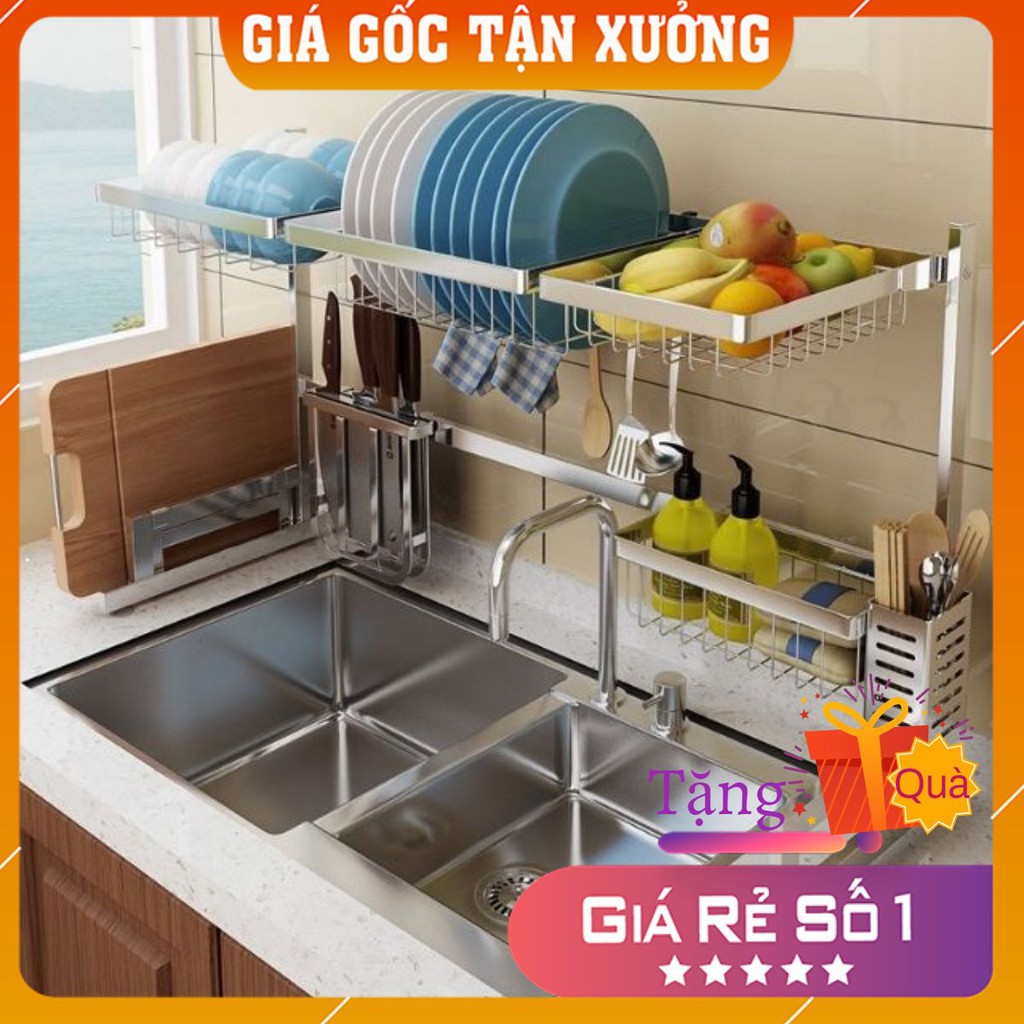 [GIÁ XƯỞNG] KỆ ĐỂ BÁT ĐŨA ĐA NĂNG CAO CẤP ĐẶT TRÊN CHẬU RỬA BÁT 2 HỐ.