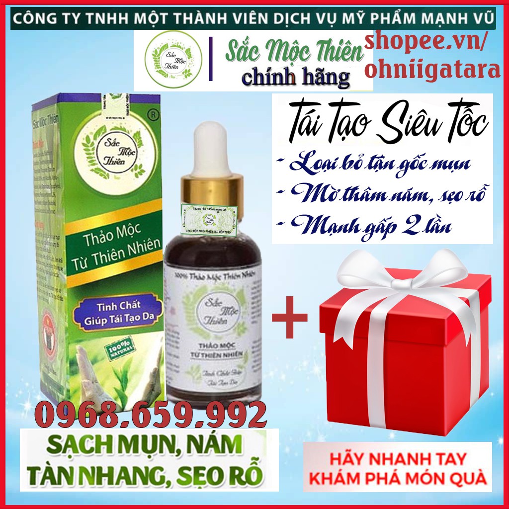 Tinh chất Tái Tạo Da Siêu Tốc Sắc Mộc Thiên chính hãng- tái tạo mạnh cho da lì, giảm 100% mụn thâm nám tàn nhang rỗ