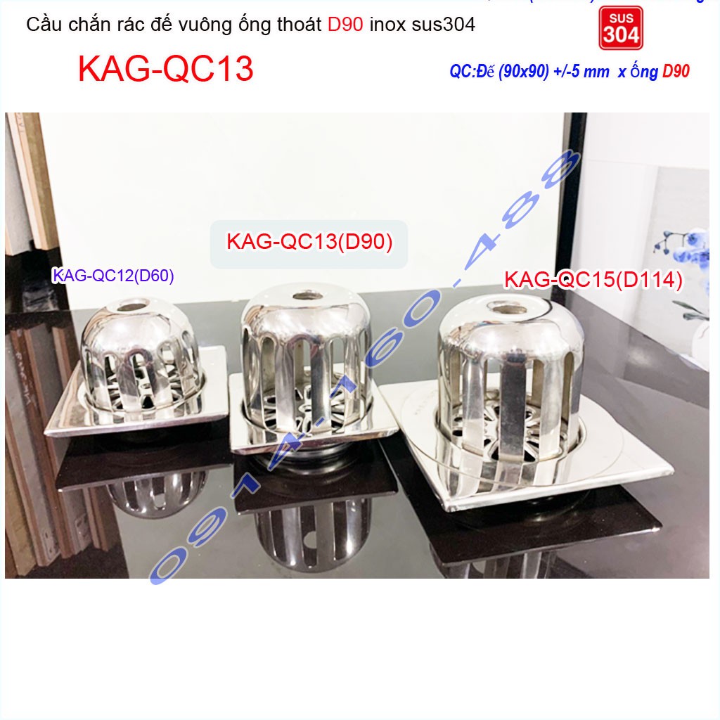 Cầu chắn rác sân thượng KAG-QC13-D90 inox SUS304, cầu chắn rác D90 Roca, phễu thoát nước mưa