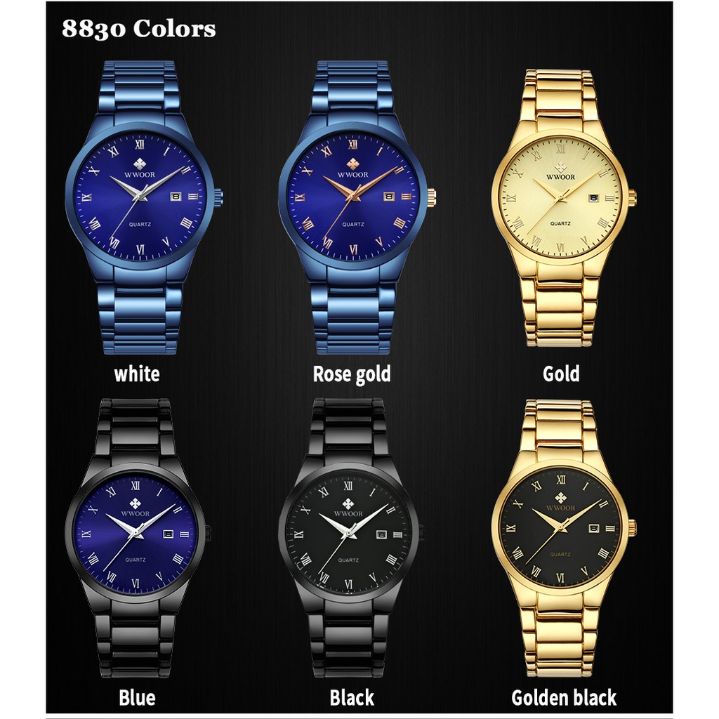 Đồng hồ Quartz WWOOR chống thấm nước kiểu dáng hợp thời trang có thể xem lịch 8830 | BigBuy360 - bigbuy360.vn