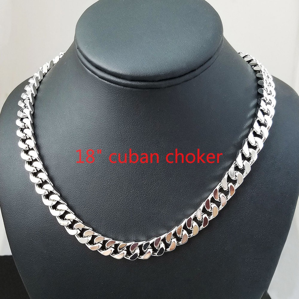 Dây chuyền phong cách Miami Cuba đính đá mạ bạc chiều dài 18"