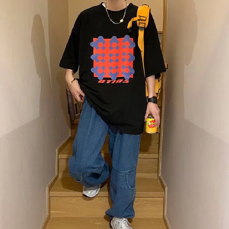 Áo Thun Tay Ngắn Dáng Rộng In Chữ Phong Cách Hàn Quốc Thời Trang Mùa Hè Cho Nam Và Nữ Size M-5XL