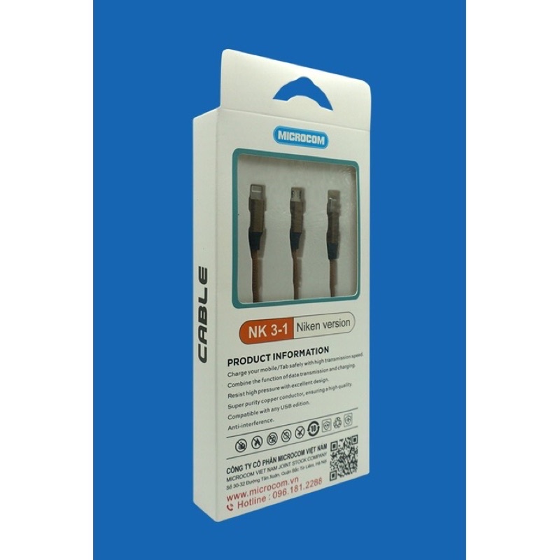 DÂY SẠC ĐIỆN THOẠI ĐA NĂNG 3 ĐẦU 3IN1