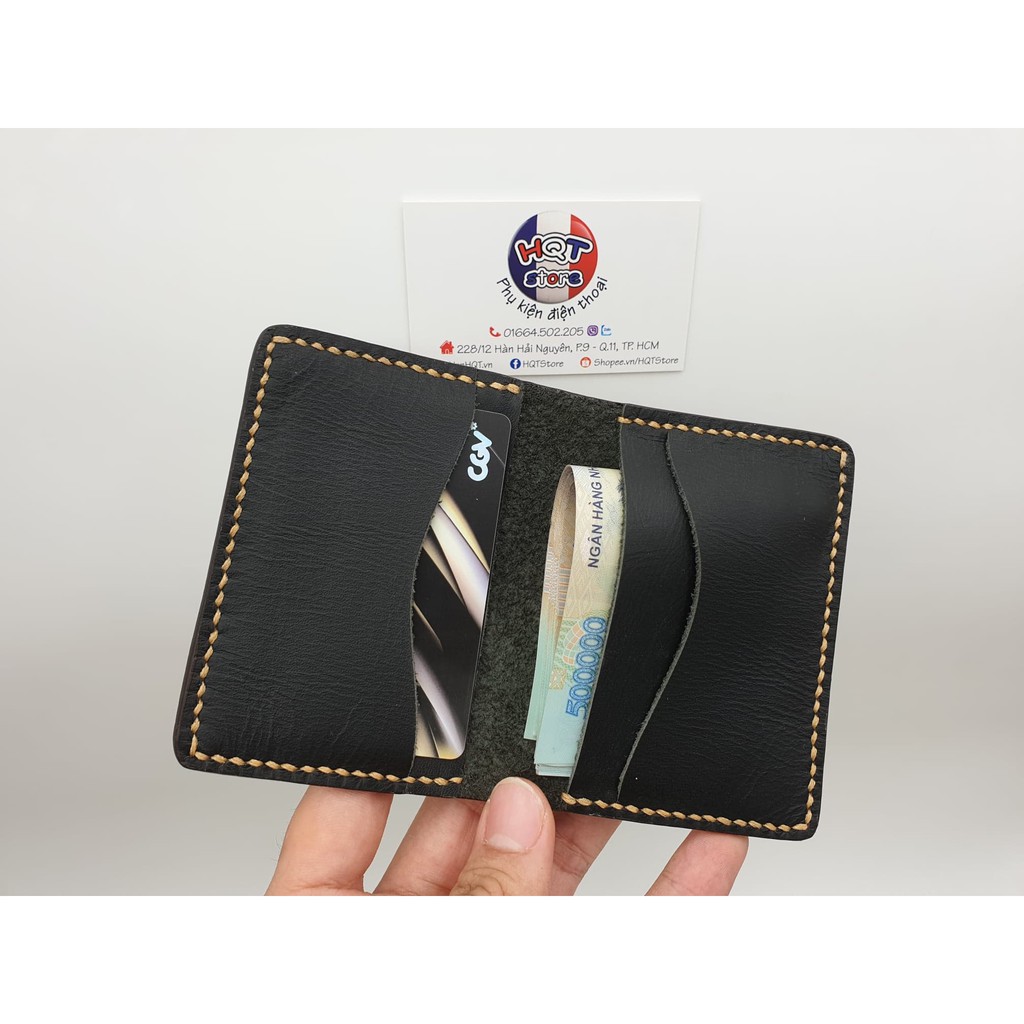 Ví da đựng Name Card HUTIS 01 Handmade bằng da bò thật 100%