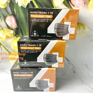 Combo 3 Hộp Khẩu Trang Than Hoạt Tính BẠCH TUYẾT 50cái / Hộp - Khẩu trang Xám Than chính hãng Bông Bạch Tuyết