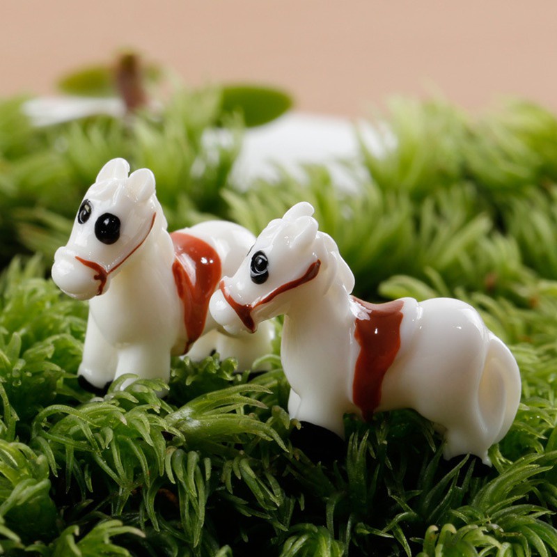 Set 5 Ngựa Trắng Mini Trang Trí Vườn Nhà