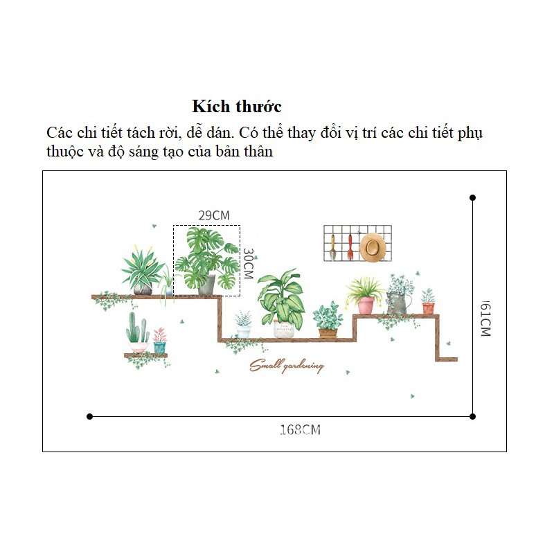 Decal dán tường chậu cây trên giá gỗ B15