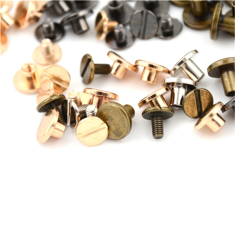 Bộ 10 đinh tán đồng thau thiết kế đầu phẳng làm đồ thủ công da DIY