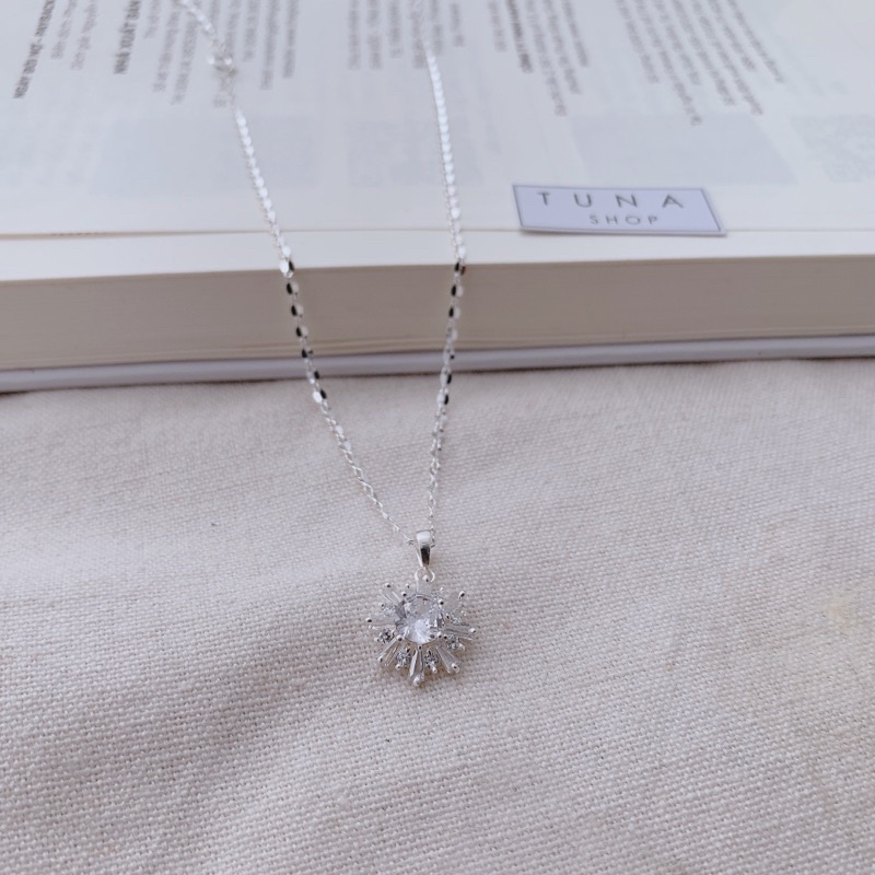 Dây chuyền Bạc hoa tuyết đính đá, Vòng cổ Bạc nữ bông tuyết gắn đá cao cấp TUNASILVER, 𝐂𝐚𝐦 𝐤𝐞̂́𝐭 𝐜𝐡𝐮𝐚̂̉𝐧 𝐁𝐚̣𝐜