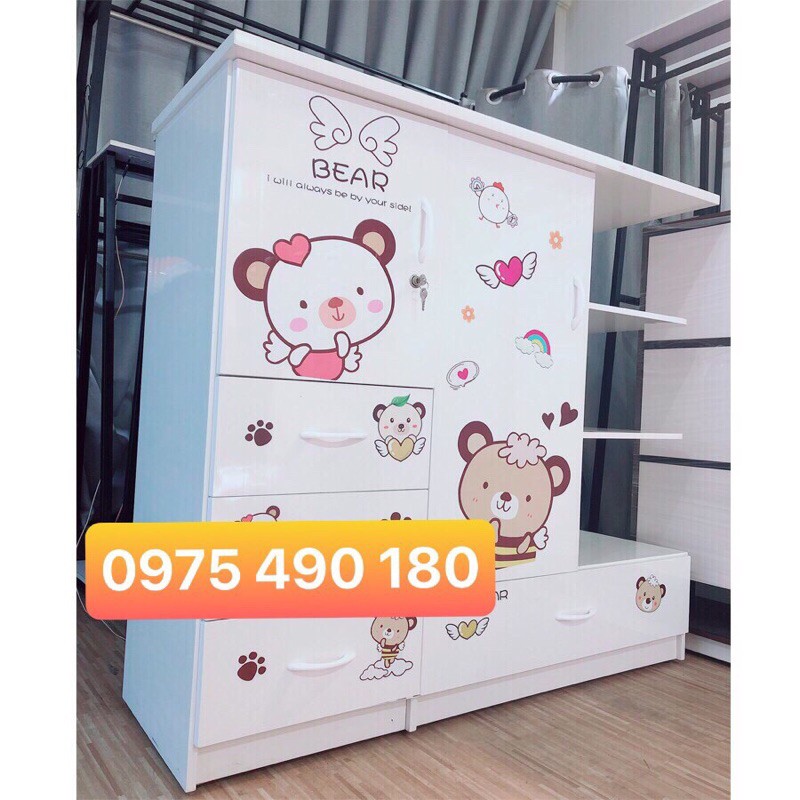 Tủ quần áo cho bé nhựa đài loan cao 1m25 rộng 1m06 Nhựa Cao Cấp.