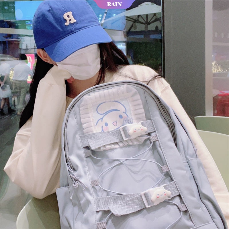 Ba Lô Đi Học/Đi Học Bằng Nylon Sức Chứa Lớn Họa Tiết Hoạt Hình Sanrio Có Nhiều Túi Cho Nữ