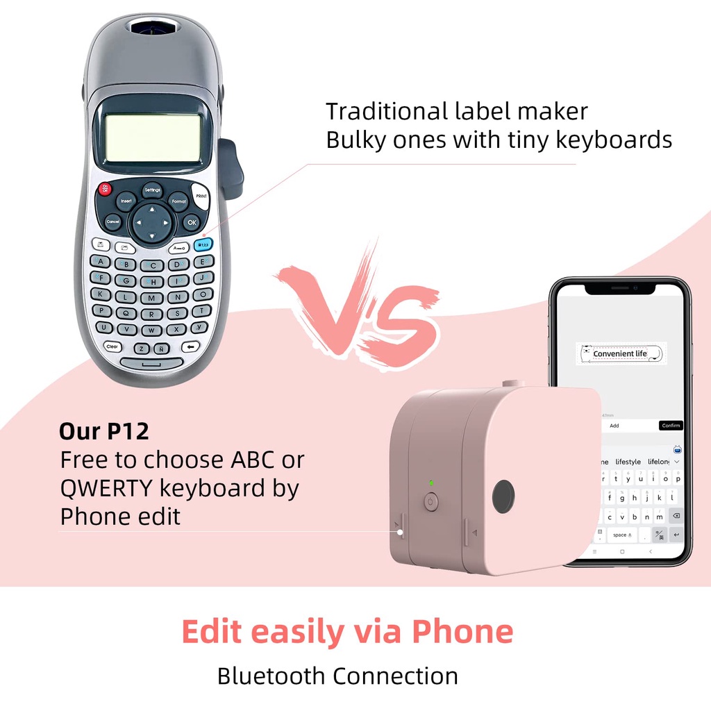 Máy In Nhãn Phomemo P12 Kết Nối Bluetooth Đa Năng Kèm Phụ Kiện