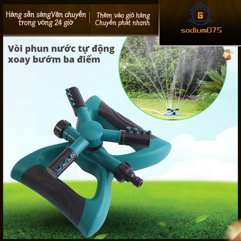 Hàng Hot Rotary 3 Arms Vườn cây Tưới nước cho rau Hệ thống tưới cỏ đa dụng Hàng giao ngaySodium075
