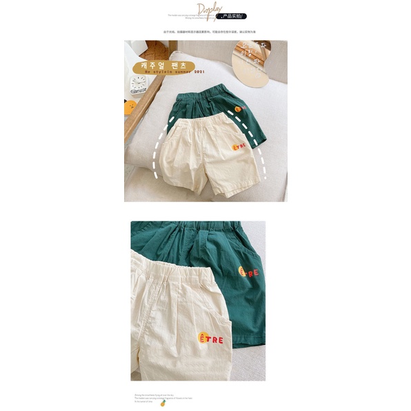 [Babycat] Hàng Có Sẵn Quần Short Cotton Mỏng Màu Trơn In Hình Phong Cách Nhật Hàn Cổ Điển Thời Trang Mùa Hè Cho Bé Trai