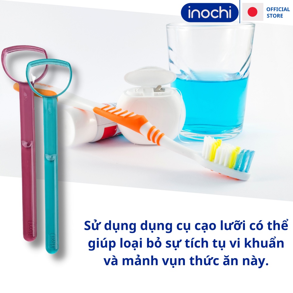 Combo 3c Cạo lưỡi Dụng cụ vệ sinh lưỡi Okina loại tròn cao cấp làm sạch loại bỏ hôi miệng inochi