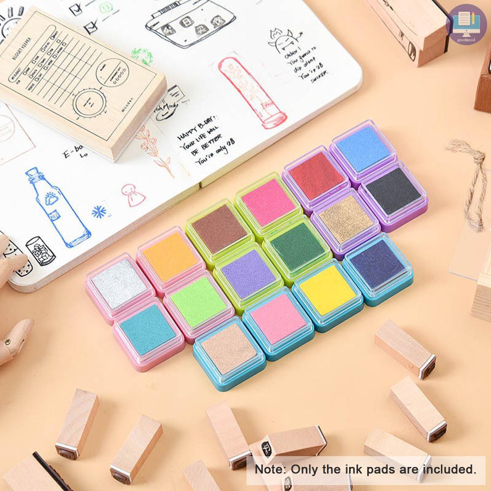 G&M 16 Colors Rainbow Ink Pad Finger Paint Cute Ink Pad for Rubber Stamps Seals DIY Scrapbooking Paper Journal Decoration Gift Card Making