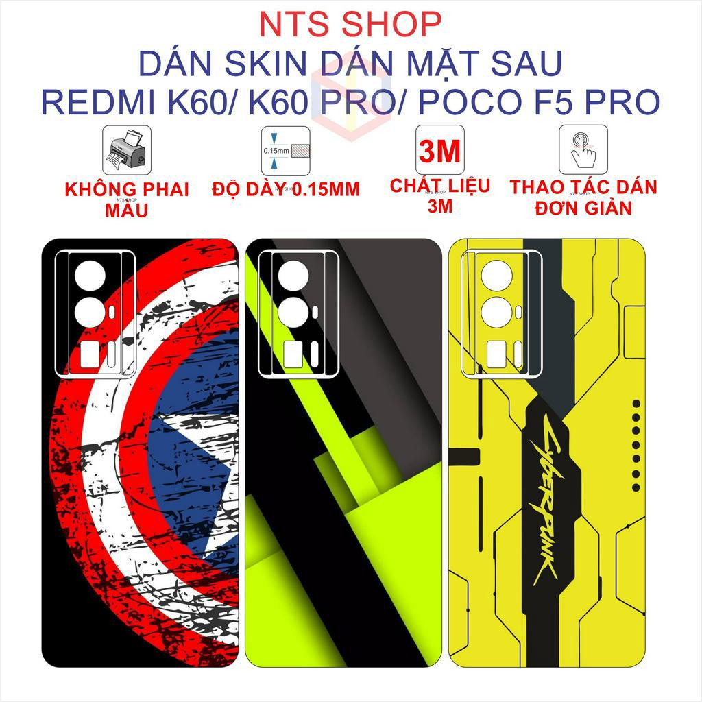 Miếng dán Skin mặt sau chống xước Redmi K60/ K60 Pro/ Poco F5 Pro