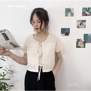 Áo croptop chất xốp buộc nơ