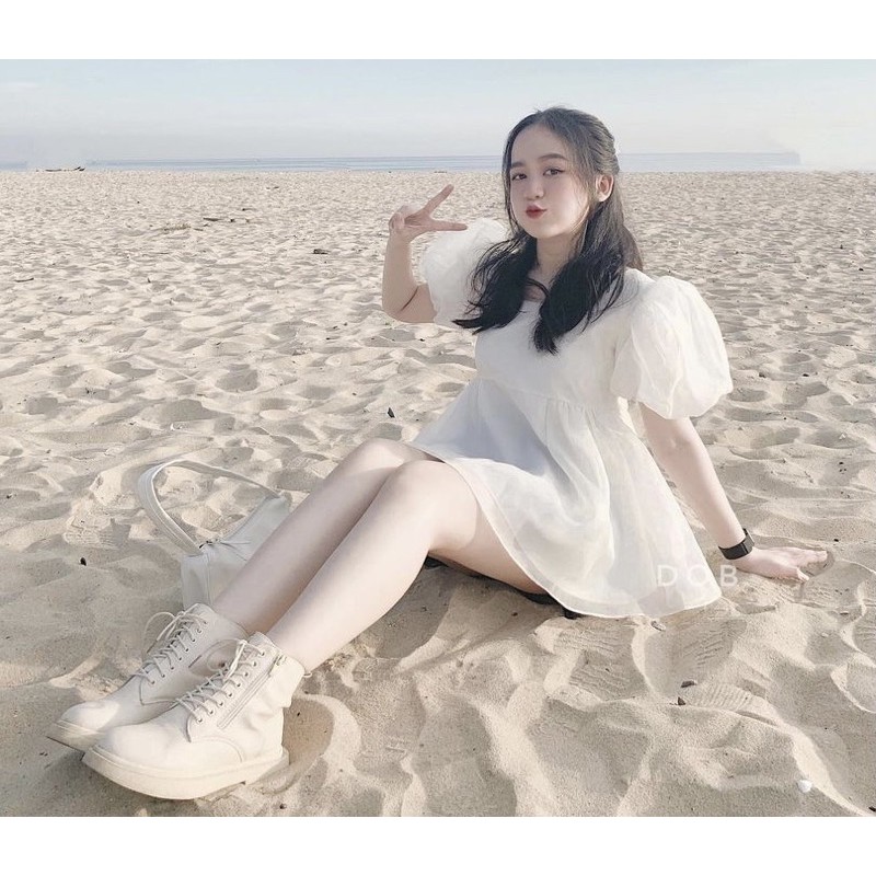 (Pass) Áo Muse top Dob.ig babydoll trắng tay bồng xinh xắn