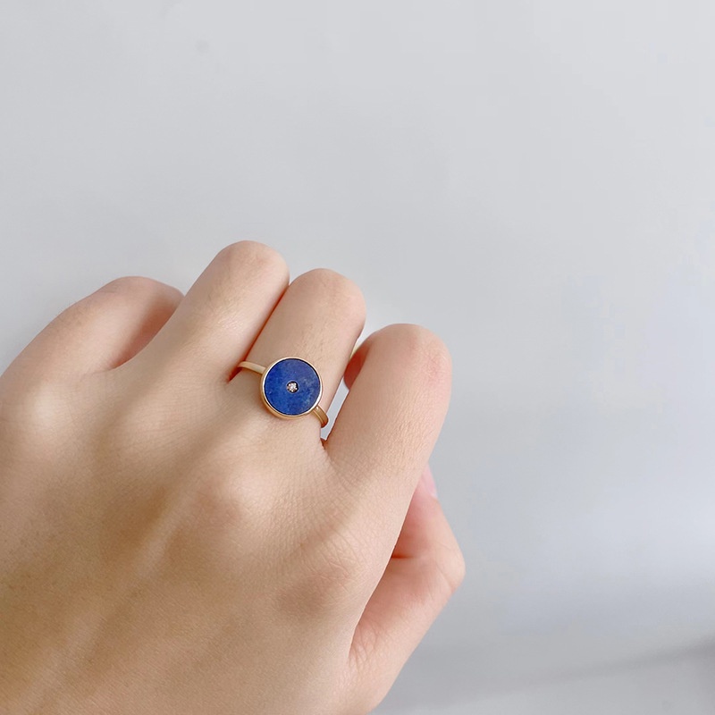 Nhẫn Bạc Lapis Lazuli Thiết Kế Đơn Giản Cổ Điển Có Thể Điều Chỉnh Kích Cỡ