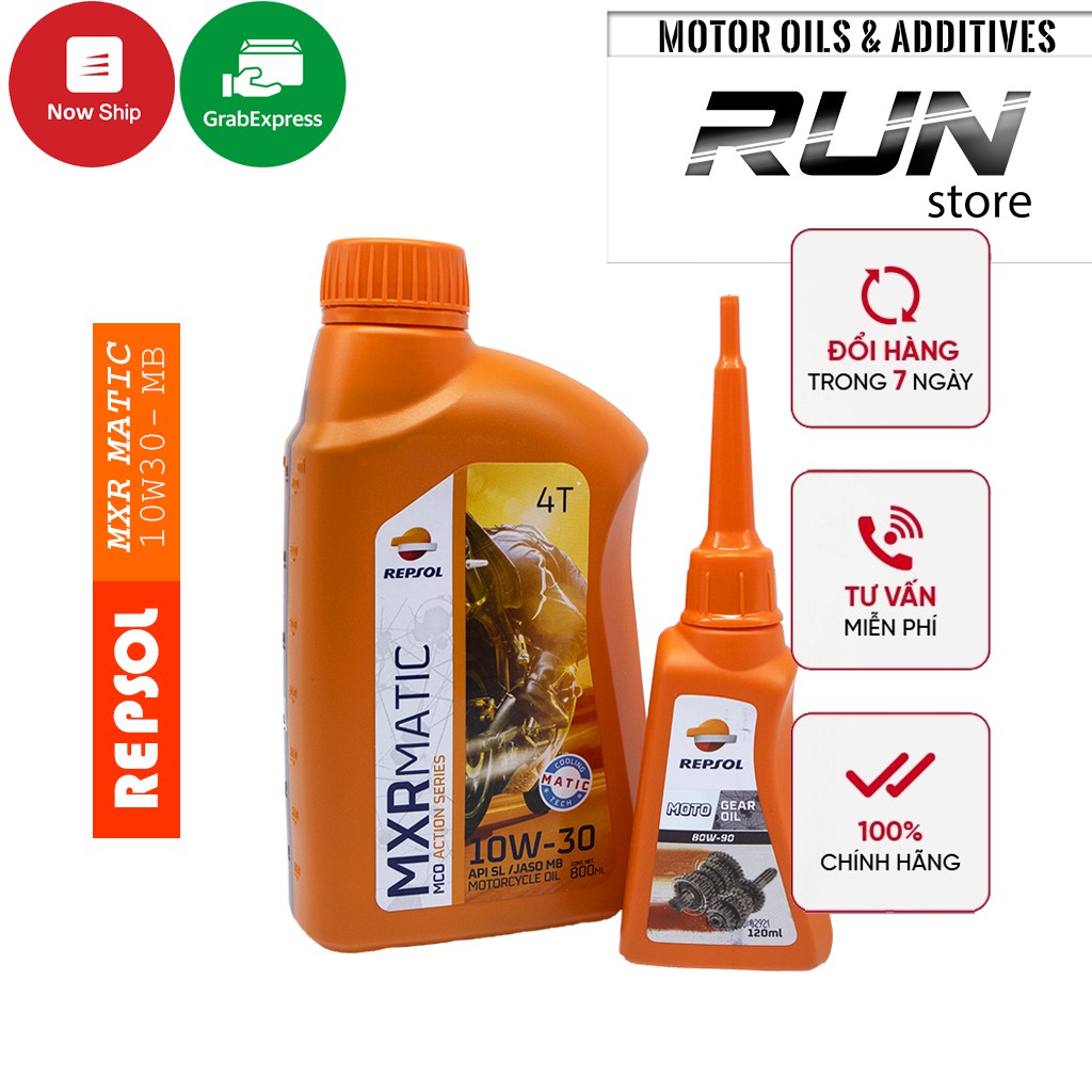 Combo Nhớt Xe Tay Ga REPSOL MXR MATIC 10w30 800ml Và Nhớt Hộp Số Repsol Gear Oil 120ml – Nhập Khẩu Indonesia