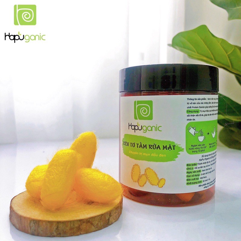 Kén Tơ Tằm Rửa Mặt Handmade HaPu Organic Làm Sạch Sâu Ngừa Mụn Và Trắng Da 30 Kén